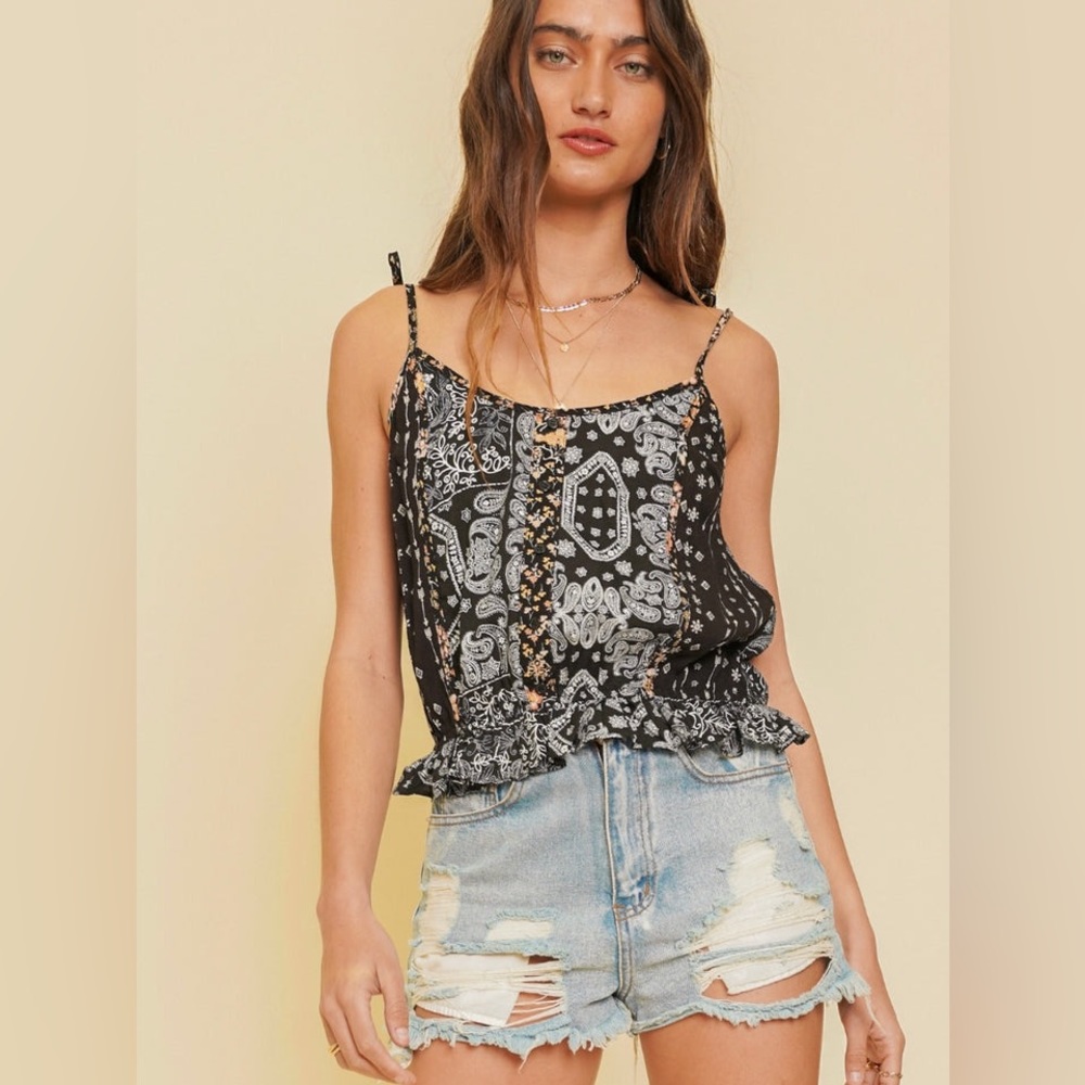 Hem & Thread Black Ruffle Tube Top